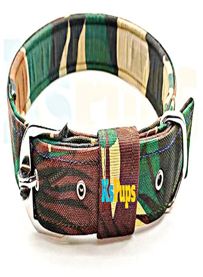 KsPups Dog Belt Combo of 1 inch Nylon Collar with Heavy Dog Chain 63 Inch Lengthy Dog Collar Chain (Army Color) Multicolor - Image 2
